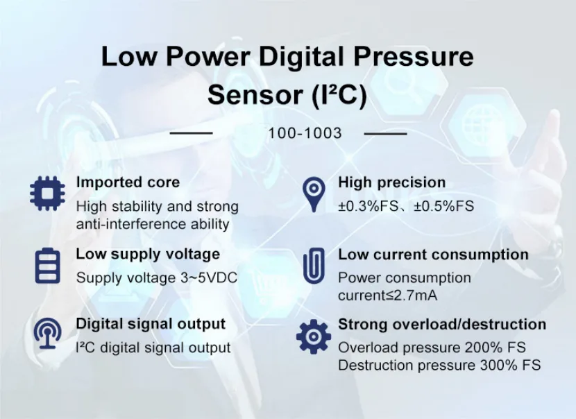 AZIC100-1003 (I2C) low-power pressure transmitter AZIC100-1003 (I2C) low-power pressure transmitter