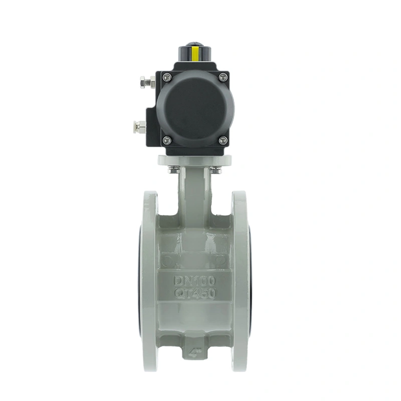 10 Inch Dn250 Centerline Pneumatic Flange Soft Seal Ductile Iron Sewage butterfly Valve - Image 1