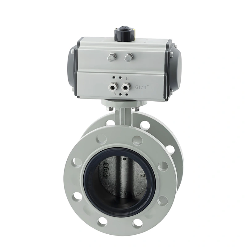 10 Inch Dn250 Centerline Pneumatic Flange Soft Seal Ductile Iron Sewage butterfly Valve - Image 3