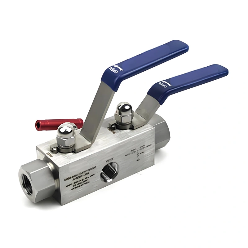10000psi Stainless Steel Manual Power Flange Double Block and Bleed Valves - Image 2