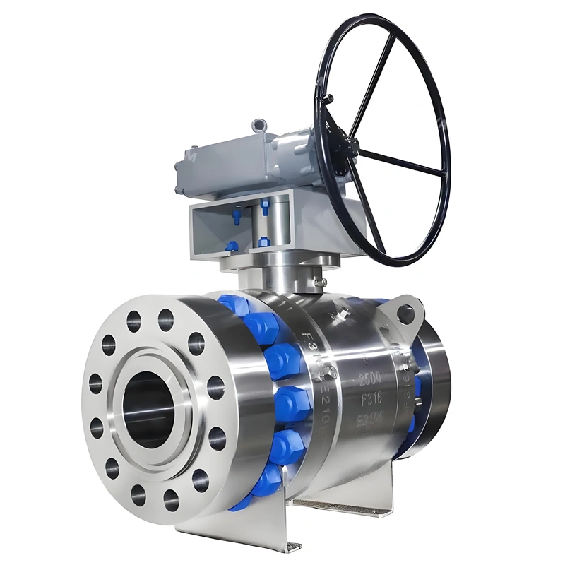 ANSI CE DN200 Class 2500LB Stainless Steel F316/F304 Flange-RTJ 3PC Worm Gear Trunnion Ball Valve - Image 1