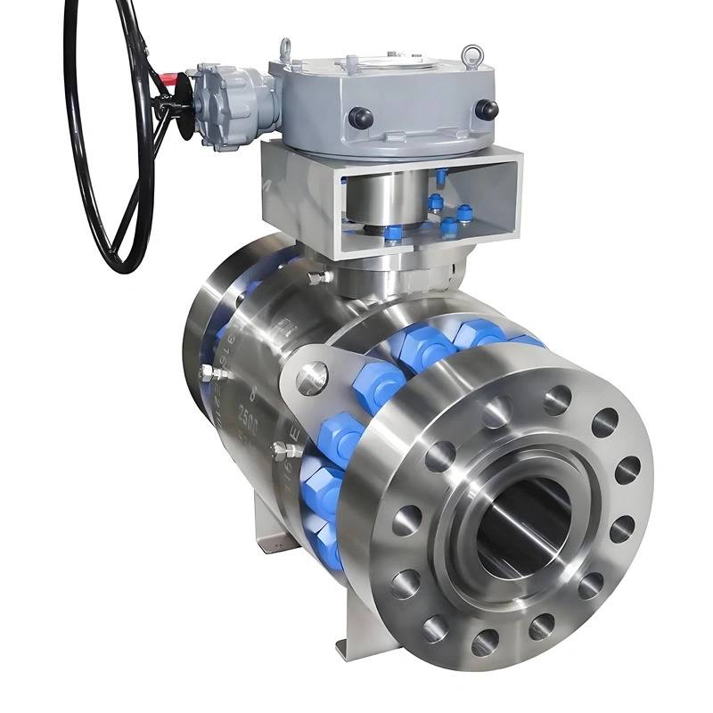 ANSI CE DN200 Class 2500LB Stainless Steel F316/F304 Flange-RTJ 3PC Worm Gear Trunnion Ball Valve - Image 2