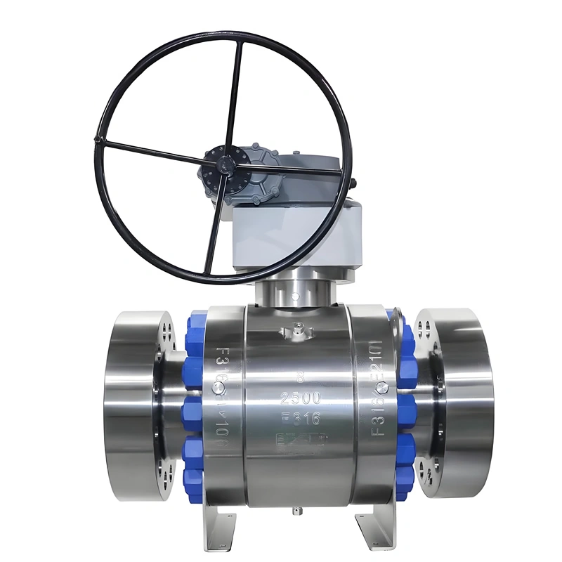 ANSI CE DN200 Class 2500LB Stainless Steel F316/F304 Flange-RTJ 3PC Worm Gear Trunnion Ball Valve - Image 3