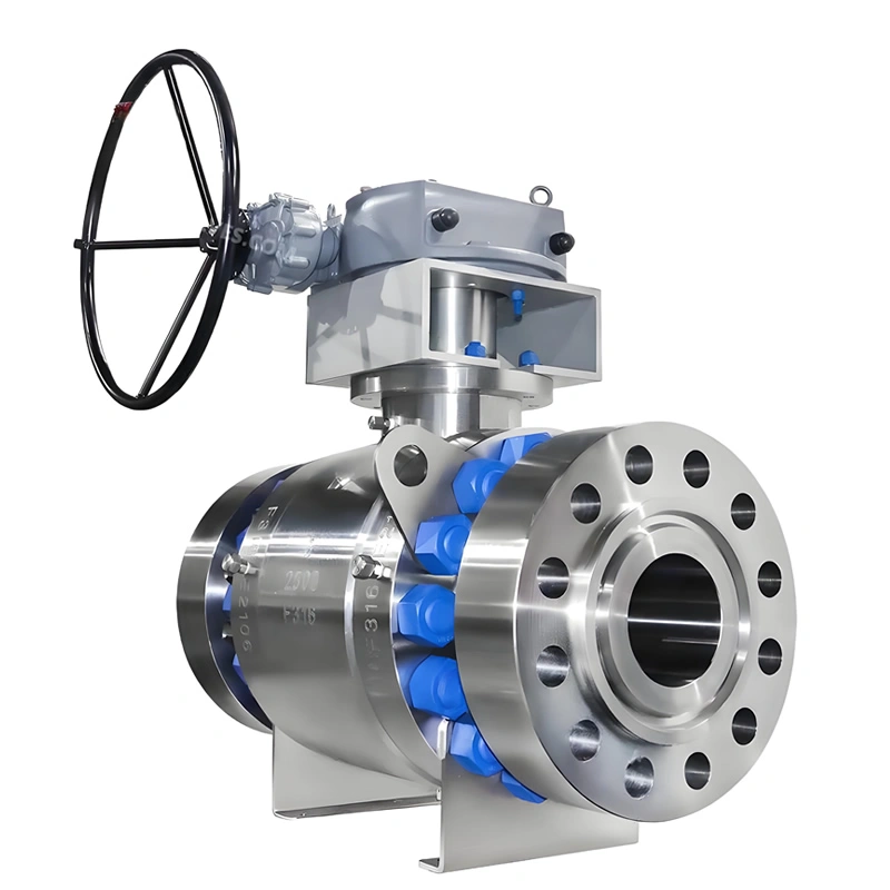 ANSI CE DN200 Class 2500LB Stainless Steel F316/F304 Flange-RTJ 3PC Worm Gear Trunnion Ball Valve - Image 4