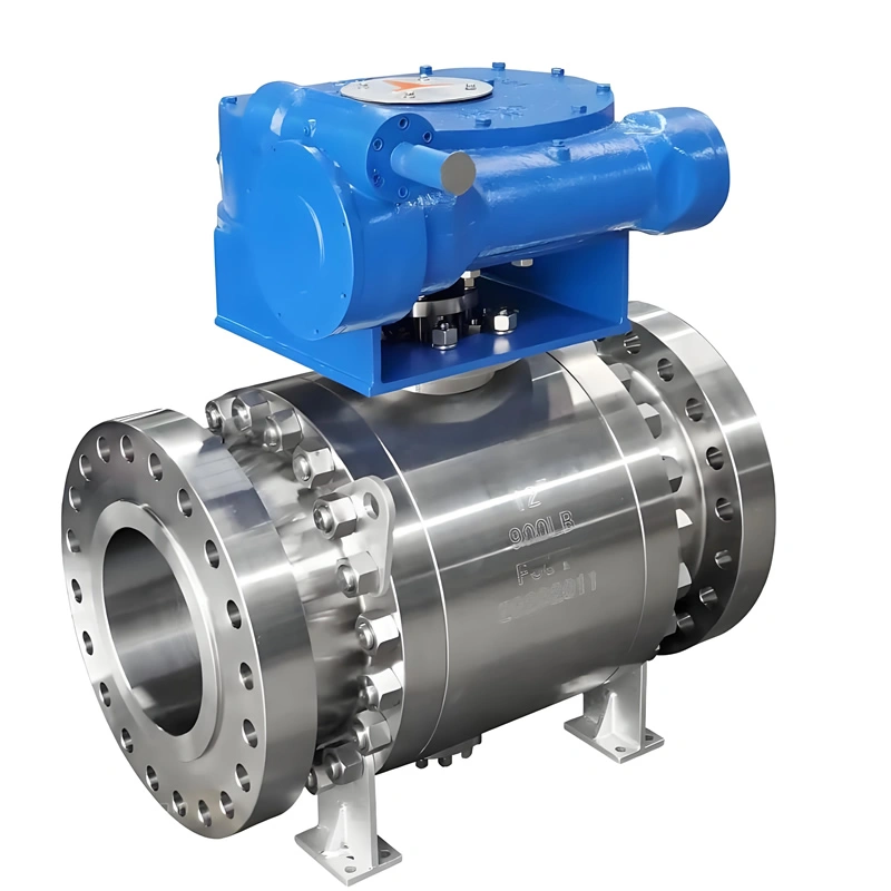 API608 DN300 F304L 3-Piece Stainless Steel High Pressure 900lb Flanged Gearbox Steam Rated High Temp Trunnion Mounted Ball Valve - Image 2