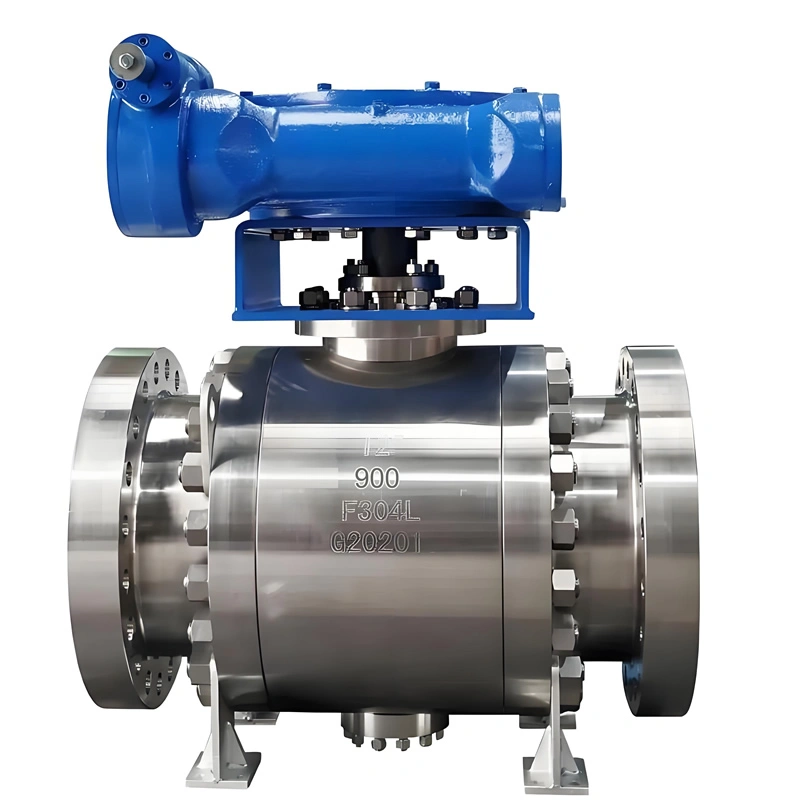 API608 DN300 F304L 3-Piece Stainless Steel High Pressure 900lb Flanged Gearbox Steam Rated High Temp Trunnion Mounted Ball Valve - Image 3
