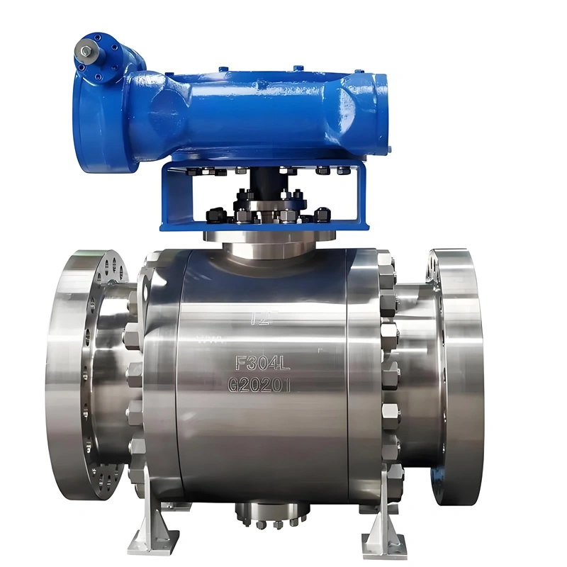 API608 DN300 F304L 3-Piece Stainless Steel High Pressure 900lb Flanged Gearbox Steam Rated High Temp Trunnion Mounted Ball Valve - Image 4