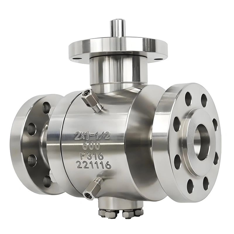 API6D 2PC DN100 600LB Forging Stainless Steel F316L Flange Steel Peek Trunnion Ball Valve - Image 3