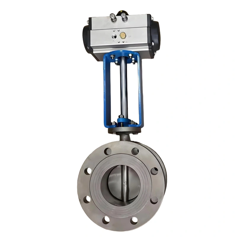 DN100 PN10 310S Metal Seal Pneumatic Single Acting Wafer Butterfly Valve - Image 3
