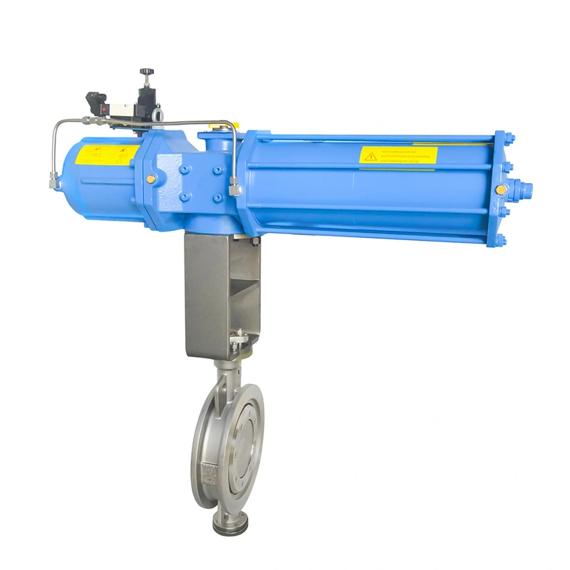 DN250 PN16 CF8 Metal to Metal Seat Flange End High Temperature Pneumatic Triple Offset Butterfly Valves - Image 4
