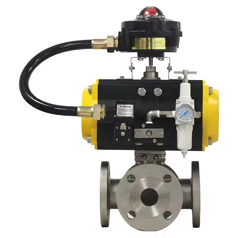DN50 Class1500LB 4-Way Flange Ball Valve Stainless Steel F316L Casting for Industrial Use with Pneumatic Actuator - Image 2