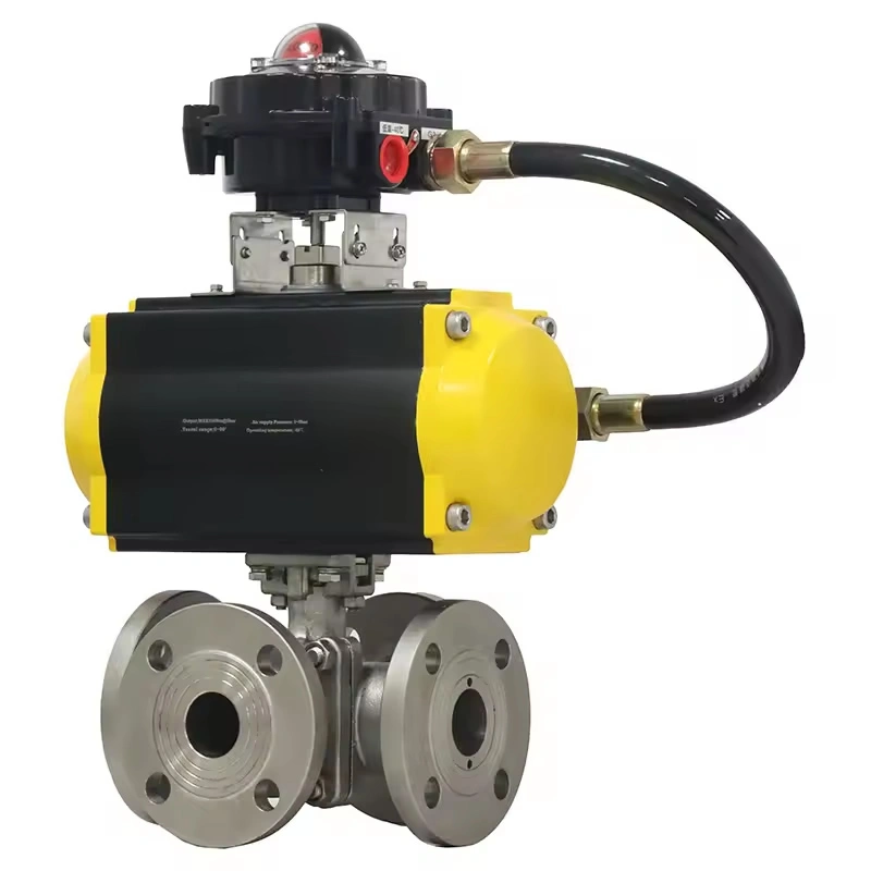 DN50 Class1500LB 4-Way Flange Ball Valve Stainless Steel F316L Casting for Industrial Use with Pneumatic Actuator - Image 4