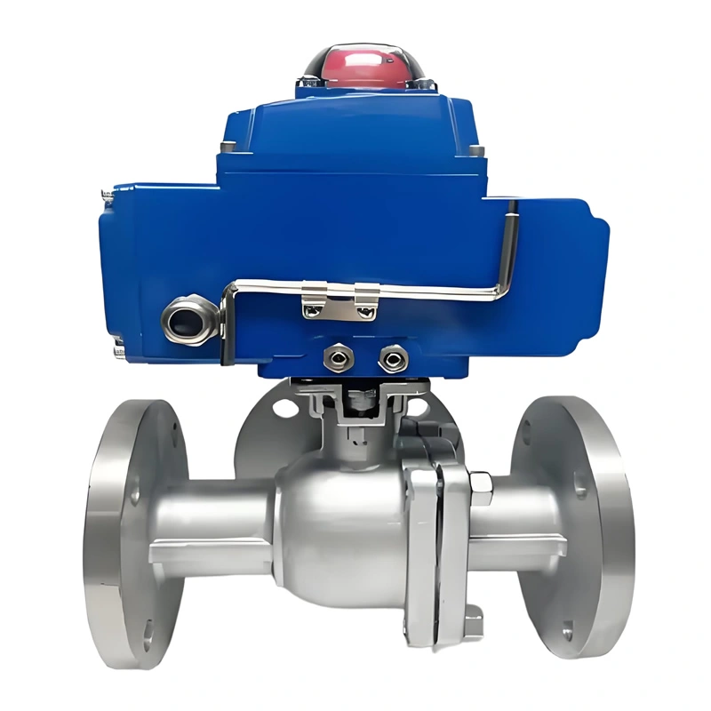 Electric 3 Way Flange Ball Valve Electric Actuator V Style Ball Valve - Image 1