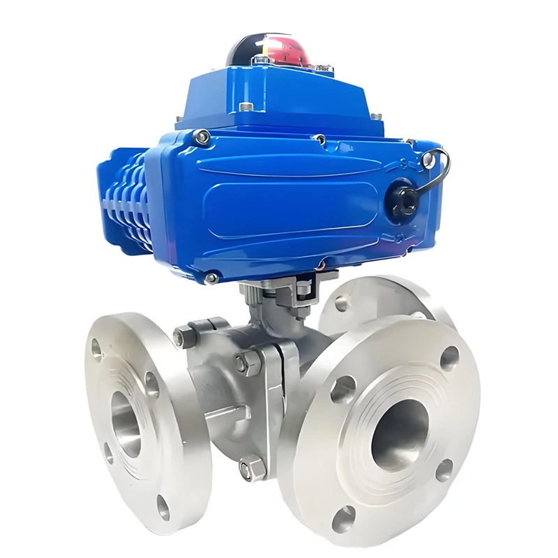 Electric 3 Way Flange Ball Valve Electric Actuator V Style Ball Valve - Image 4