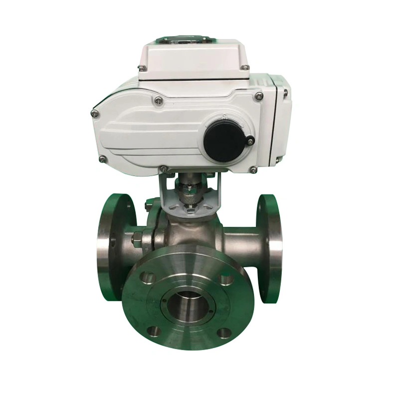 Electric Actuator WCB CF8M Stainless Steel Flange Motorized 3 Way Ball Valve - Image 1
