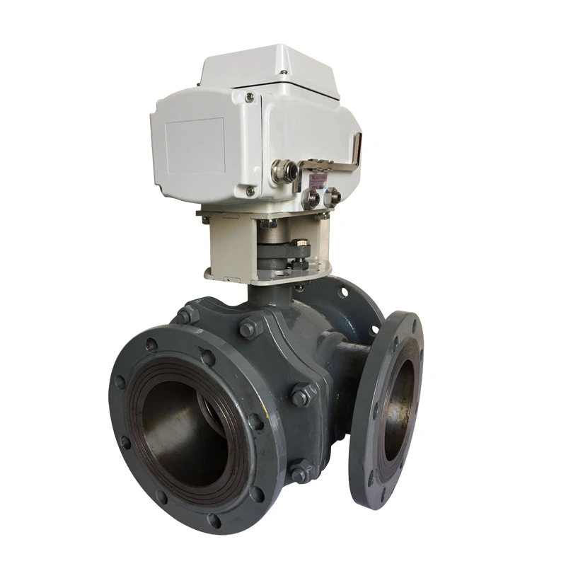 Electric Actuator WCB CF8M Stainless Steel Flange Motorized 3 Way Ball Valve - Image 2