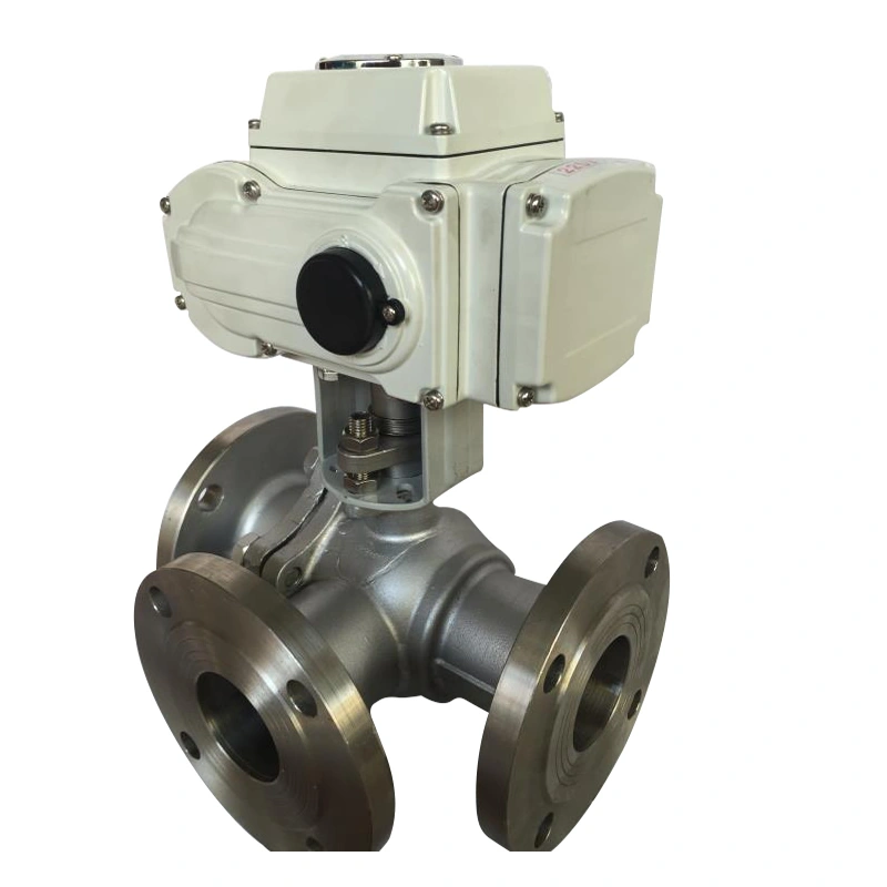 Electric Actuator WCB CF8M Stainless Steel Flange Motorized 3 Way Ball Valve - Image 5