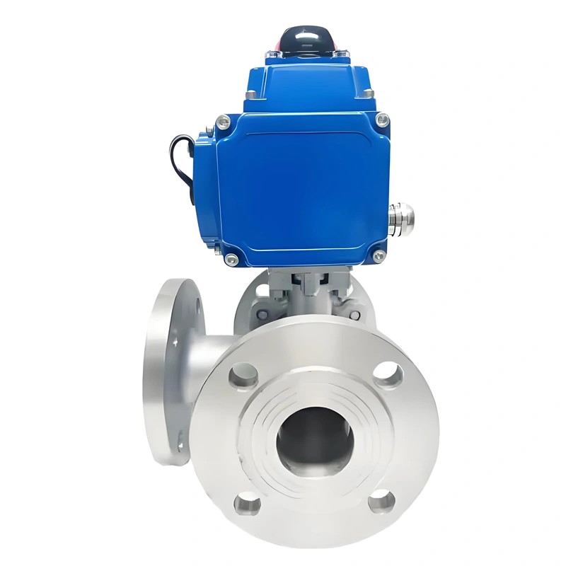 Electric Stainless Steel 3-Way Flange Ball Valve Electric Actuator Thread V Style Ball Valve - Image 1