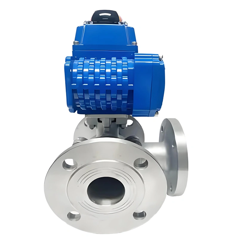 Electric Stainless Steel 3-Way Flange Ball Valve Electric Actuator Thread V Style Ball Valve - Image 3