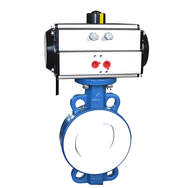 DN50~DN600 PN16 GGG40 Pneumatic Wafer PTFE Lined Butterfly Valve - Image 2