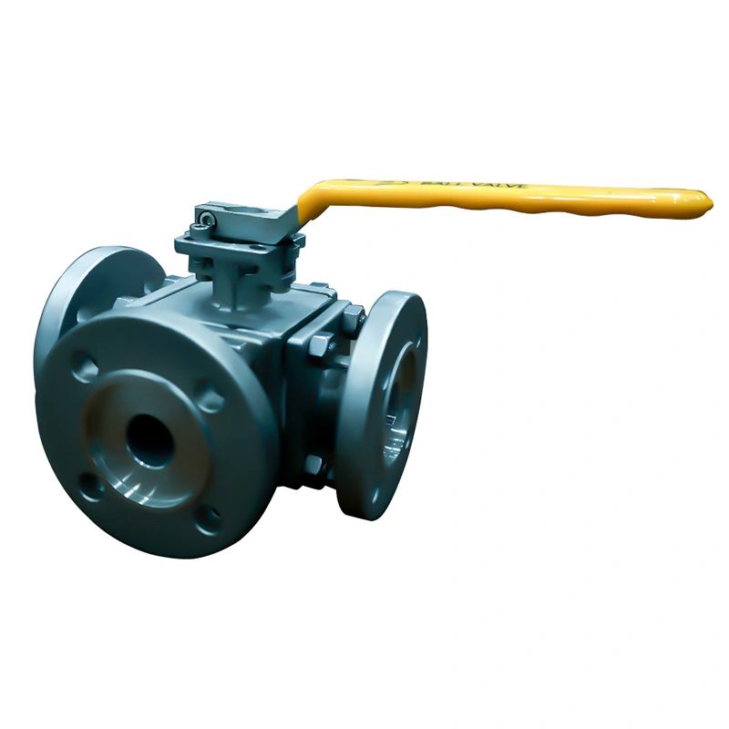 Stainless Steel Ball Valve 5″ Motorized Handle Three-way Valve with Pneumatic Drive DN200mm 3 Way Flanged Ball Valve - Image 1