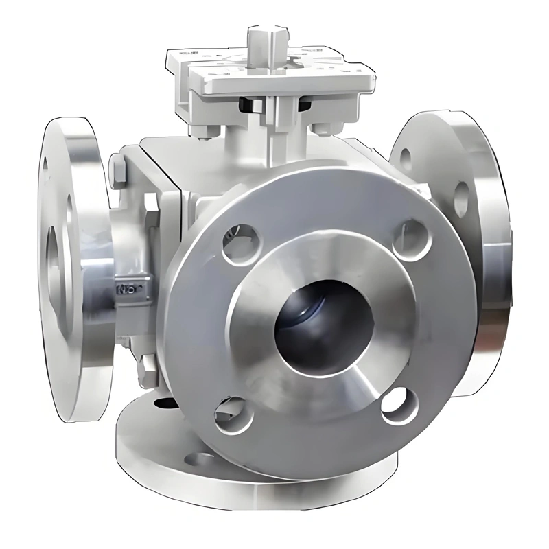 DN80 PN16 Multi Port 4 Way Ball Valve Stainless Steel 304/316 Manual Flange Four-way Ball Valve - Image 1