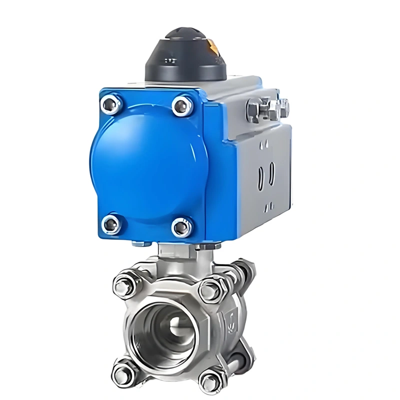 1/2″~4″ PN10~PN64 304/316 Stainless Steel 3-PC Full Port Pneumatic Internal Thread Ball Valve - Image 2