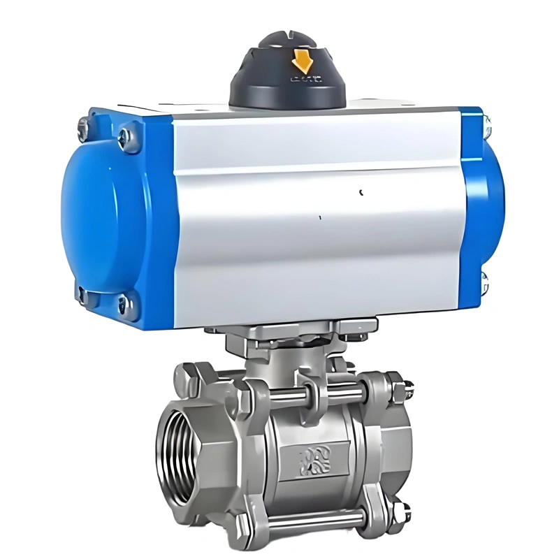 1/2″~4″ PN10~PN64 304/316 Stainless Steel 3-PC Full Port Pneumatic Internal Thread Ball Valve - Image 4