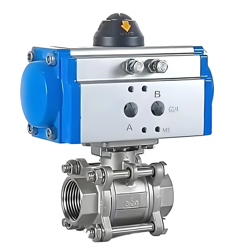 1/2″~4″ PN10~PN64 304/316 Stainless Steel 3-PC Full Port Pneumatic Internal Thread Ball Valve - Image 5