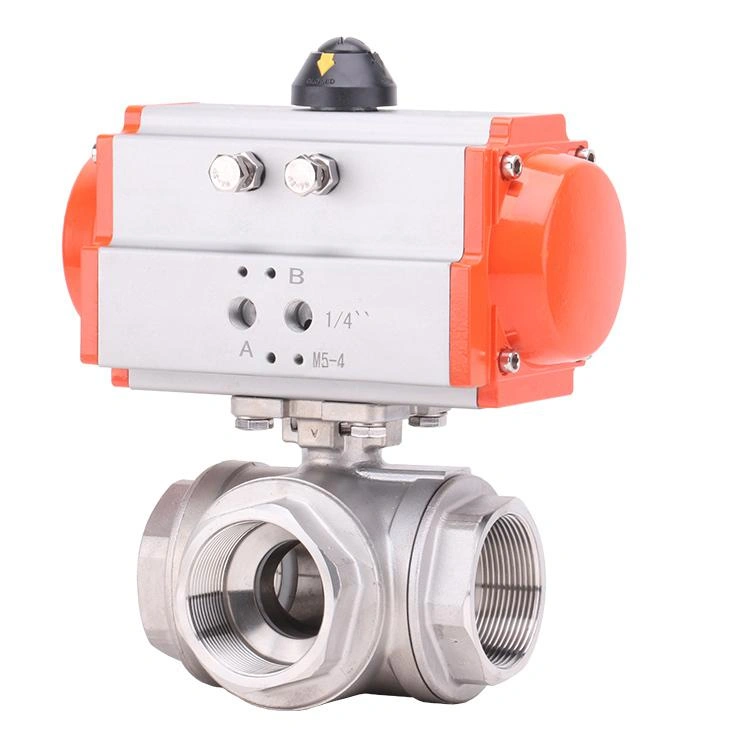 Pneumatic 3-way Ball Valve ISO ANSI Stainless Steel Reversing Valve Switching Valve