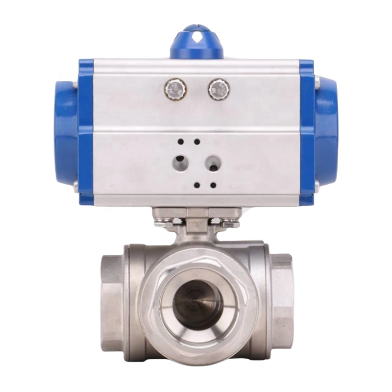 Pneumatic 3-way Ball Valve ISO ANSI Stainless Steel Reversing Valve Switching Valve - Image 1