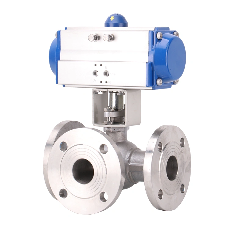 Pneumatic 3-way Ball Valve ISO ANSI Stainless Steel Reversing Valve Switching Valve - Image 2