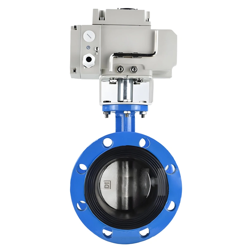 Pn16 Dn150 Wcb Single Double Flange Motorized Soft Sealing Electric Actuator Butterfly Valve - Image 1