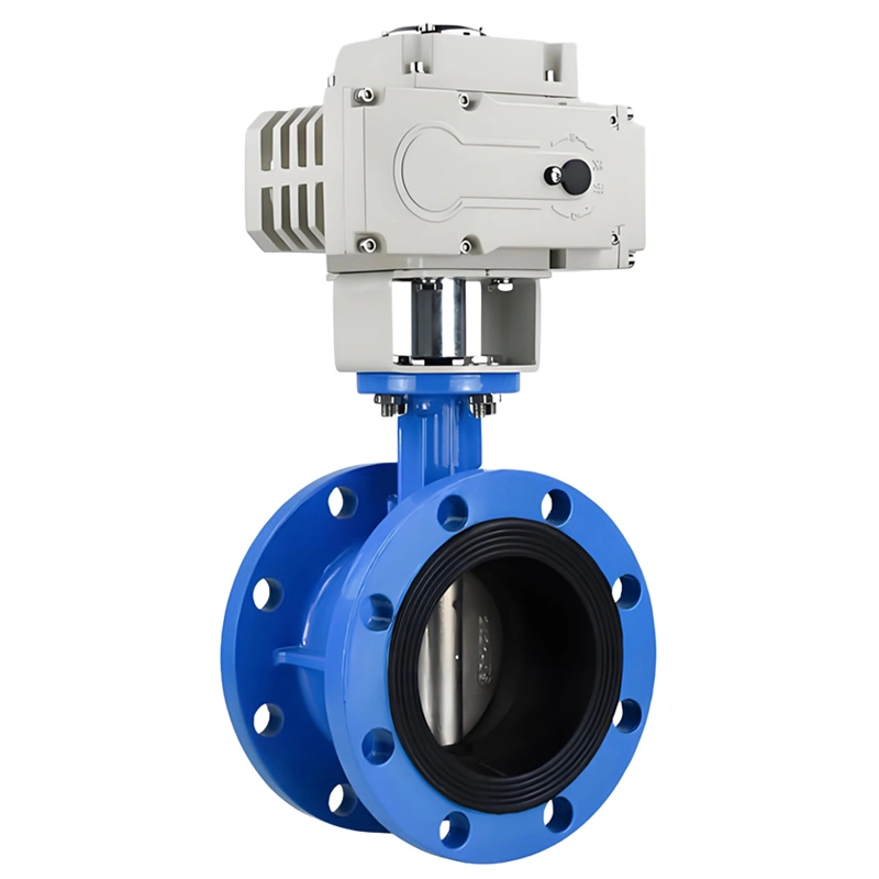 Pn16 Dn150 Wcb Single Double Flange Motorized Soft Sealing Electric Actuator Butterfly Valve - Image 2
