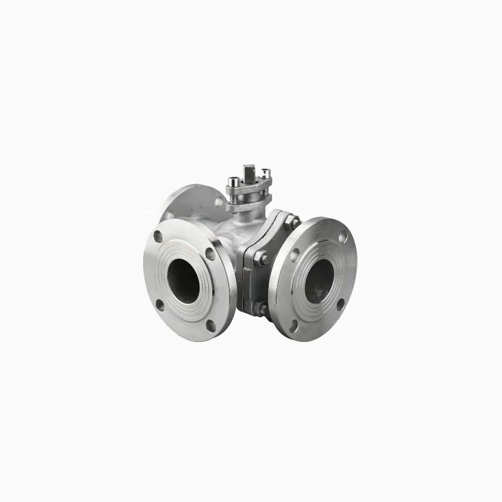T-type 3-ways Cast Steel CF3 1” 150LB RF Flange Ball Valve - Image 2