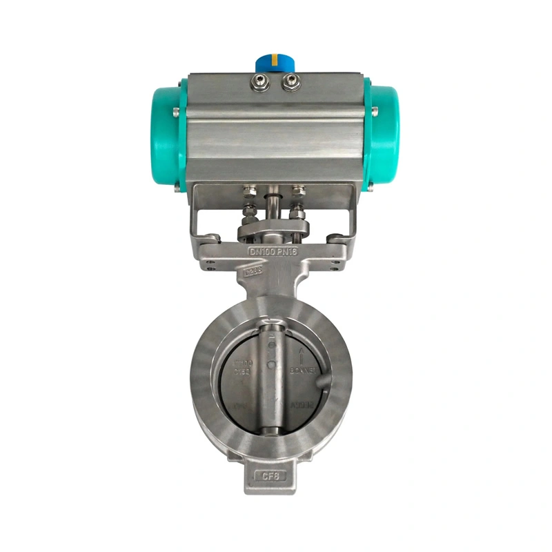 Top-Quality Stainless Steel Pneumatic Butterfly Valve with Double Offset Design in Wafer Type for Water Oil Gas with API 609 - Image 1